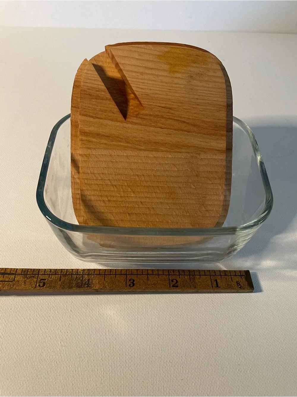 Glass Food Storage Container with Wood Grain Lid